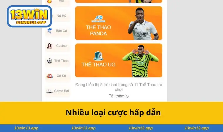 Nhiều loại cược hấp dẫn